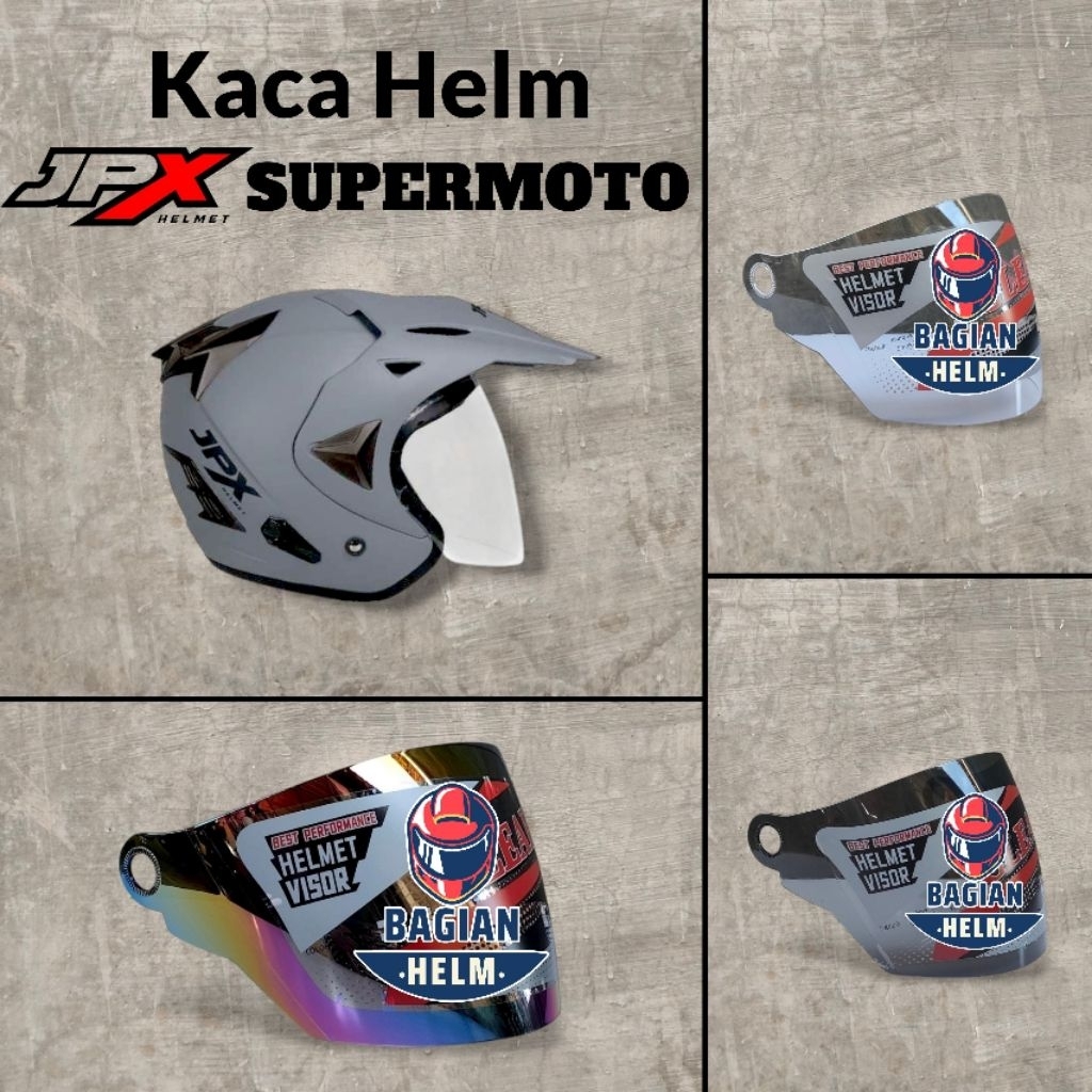 BAGIANHELM Kaca Helm JPX SUPERMOTO Visor Helmet Jpx Supermoto Warna Bening Hitam Pelangi