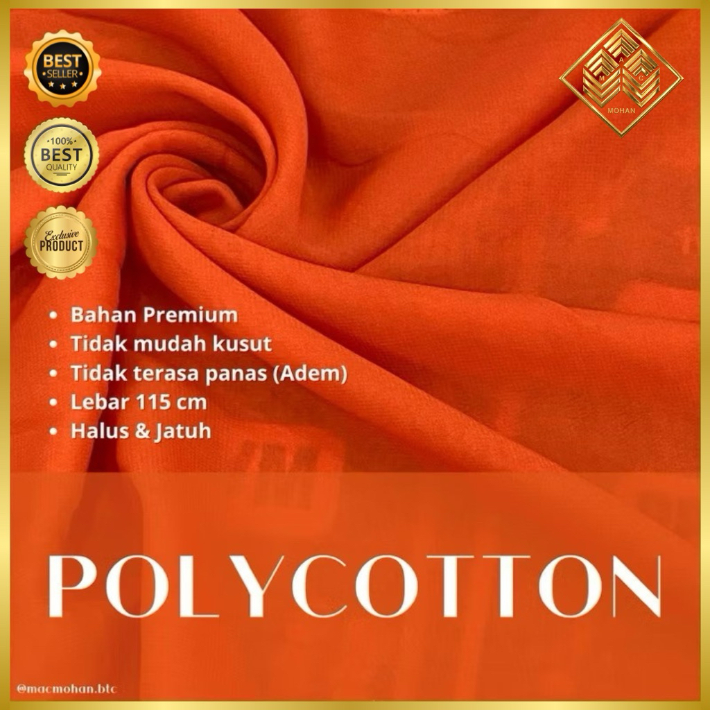 KAIN POLYCOTTON / KAIN DOUBLE HYCOUNT / HYCOUNT METERAN / POLYCOTTON BY APPLETEX BAHAN JILBAB HIJAB 