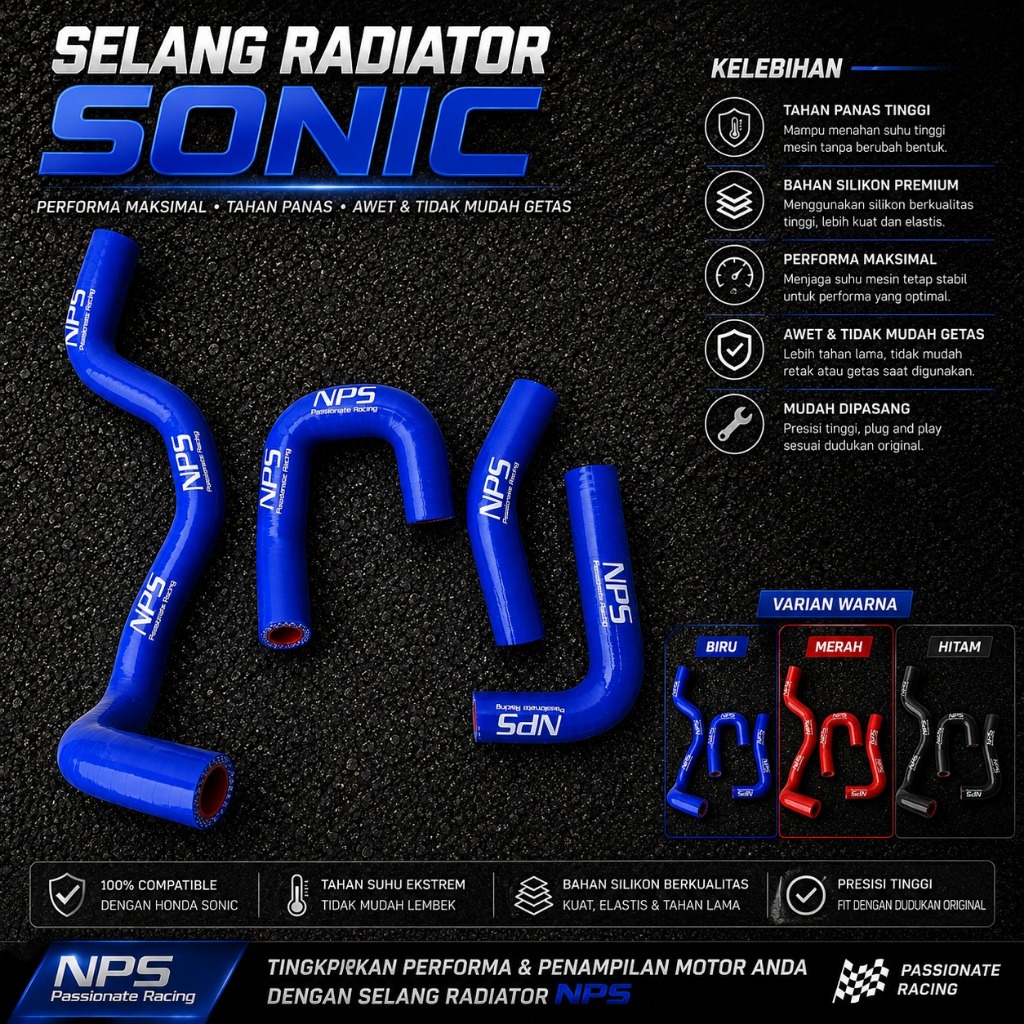 NPS Selang Radiator Honda Sonic 125 OLD Sonic 150R Nova Dash LS125 Supra Gtr 150