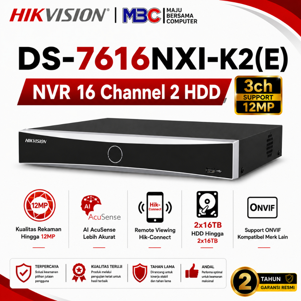 NVR Hikvision 16 Channel DS-7616NXI-K2 - NVR Hik Vision 4CH 8CH 16CH