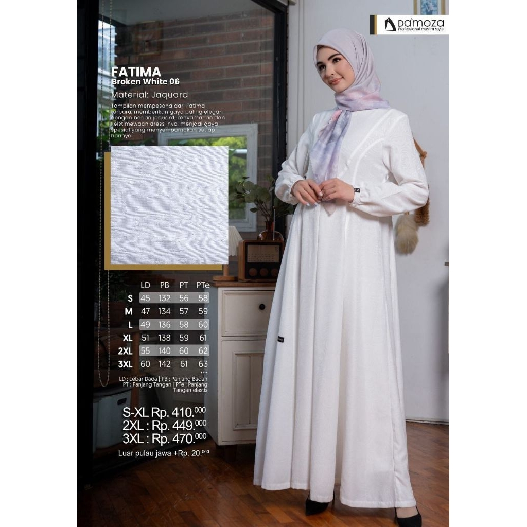 TERBARU GAMIS Fatima 06 broken white damoza