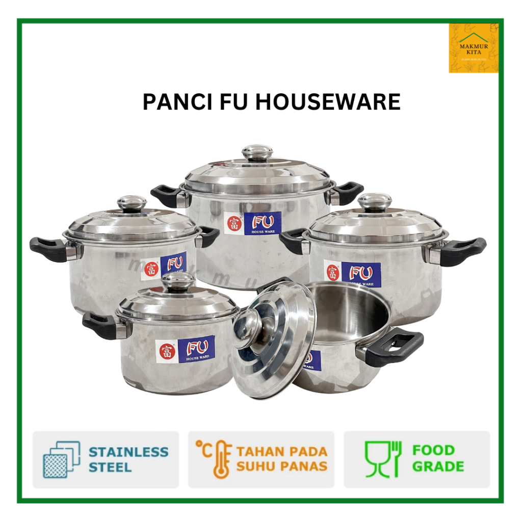 Panci Pot Kuah Stainless Steel 16 18 20 22 24 CM FU Cookware / Panci Stenlis Masak Sayur Sop Air Mie