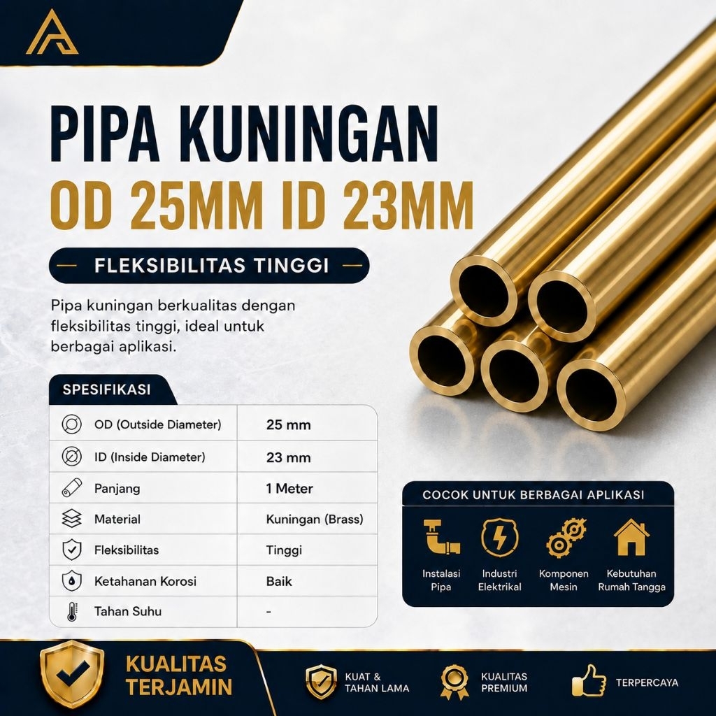 Pipa kuningan Od 25mm Id 23mm x 10cm