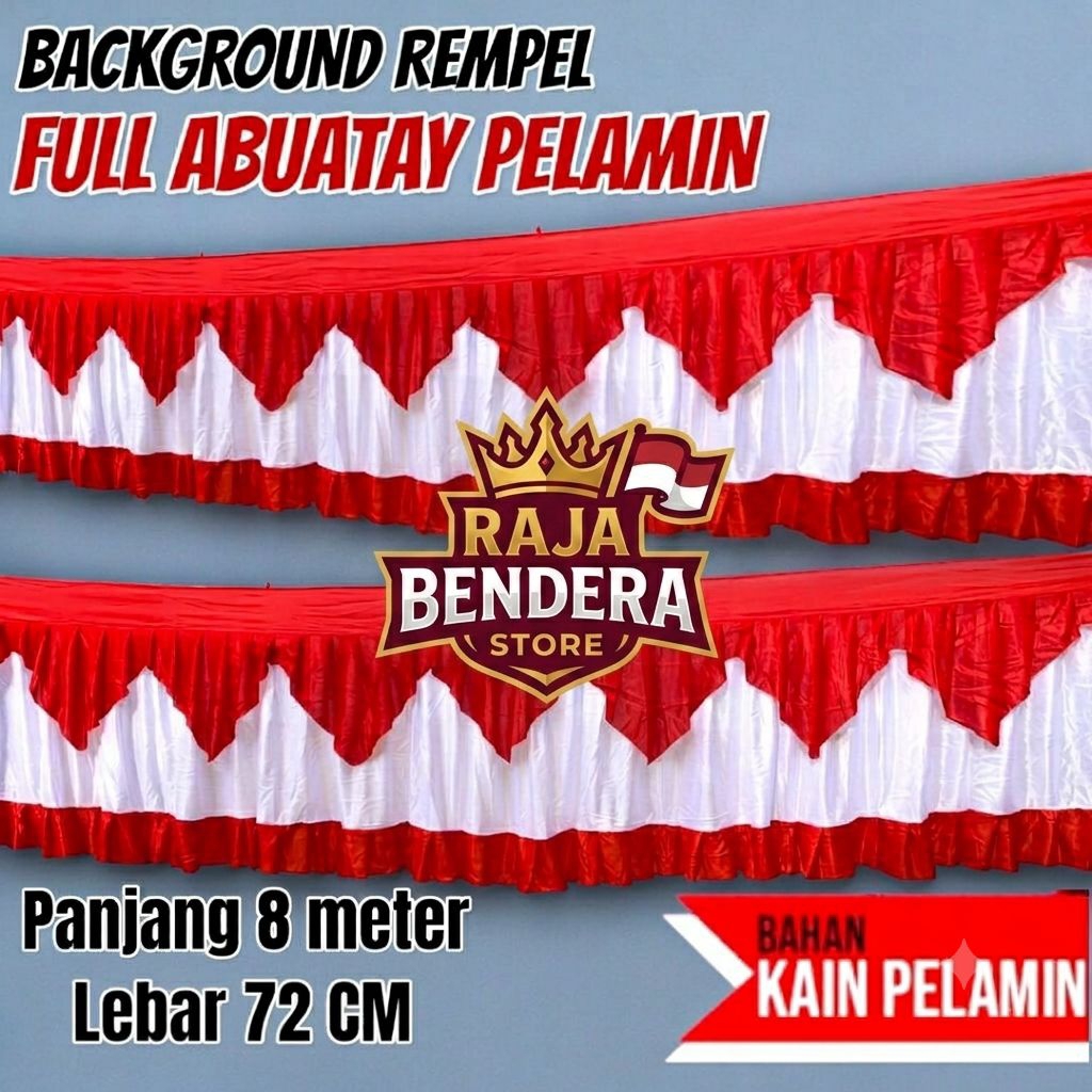 BENDERA MERAH -PUTIH BACKGROUND REMPEL 8 meter