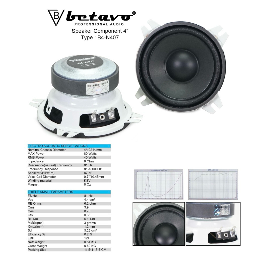 speaker komponen betavo b4 z407 original 4 inch B4Z407