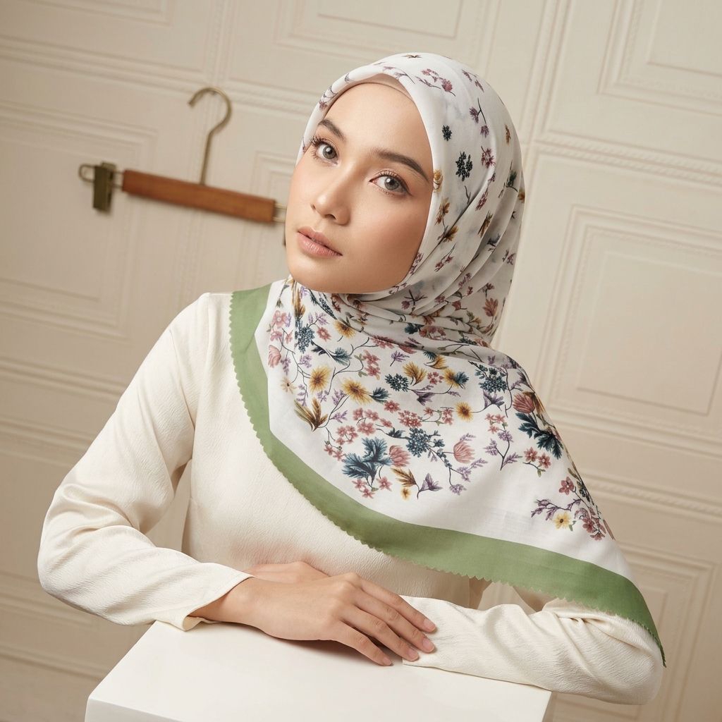 VOAL MOTIF SEGI EMPAT HIJAB MOTIF BUNGA KECIL SERIES HIJAB TERBARU MOTIF 634