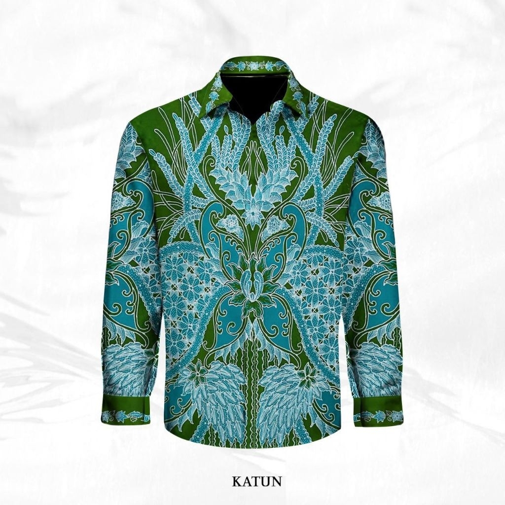 kain batik tulis pria bahan katun warna hijau NU
