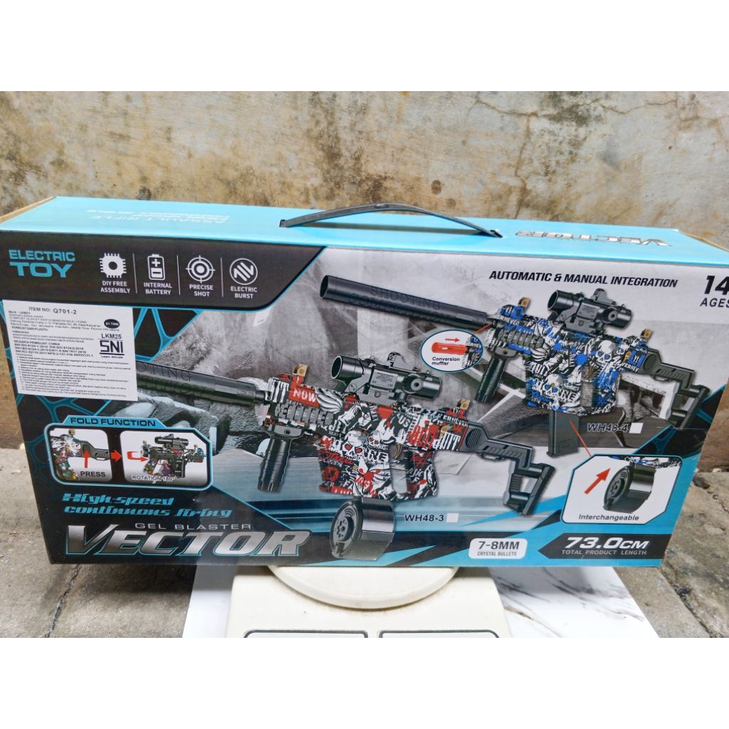 Mainan Anak Pistol 73.0cm Elektrik Peluru Jelly Gel Blaster VECTOR Gel Blaster