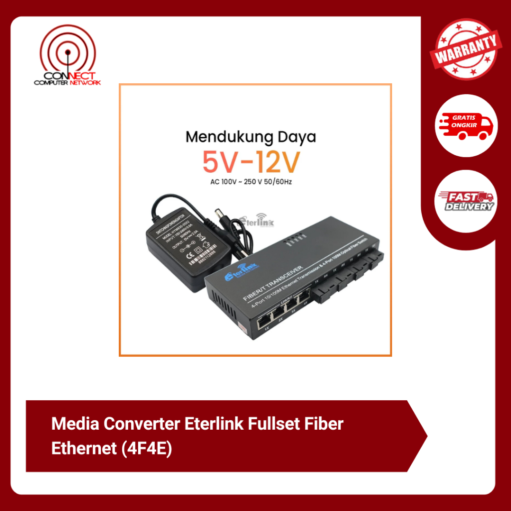 Media Converter Eterlink Fullset Fiber Ethernet (4F4E0