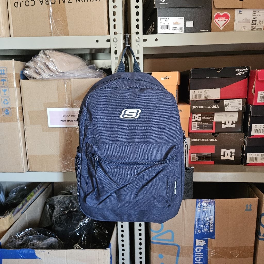 Tas Skechers Pria / SKECHERS BACKPACK / Tas Skechers Hitam / Tas Skechers Pria Wanita Unisex Hitam
