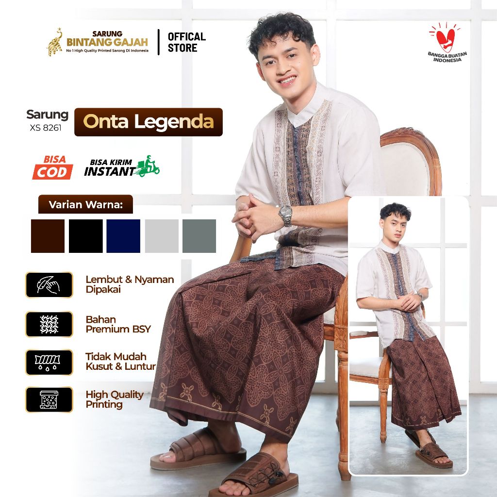 Sarung Bintang Gajah Onta Legenda XS 8261 NURAGA Motif Ornamen Klasik Modern