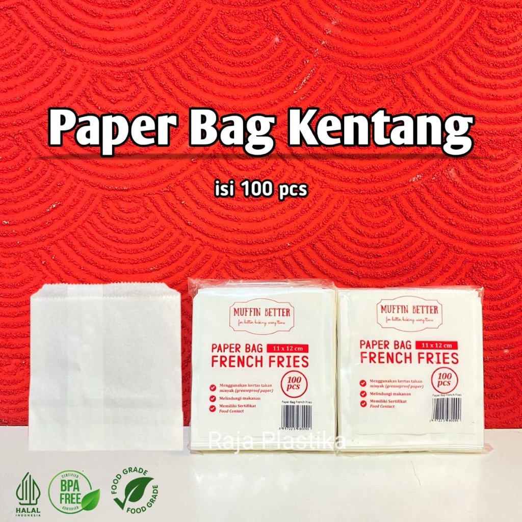 (100 PCS) Paper Bag Kentang | Tempat Makanan Kentang | Tray Kentang