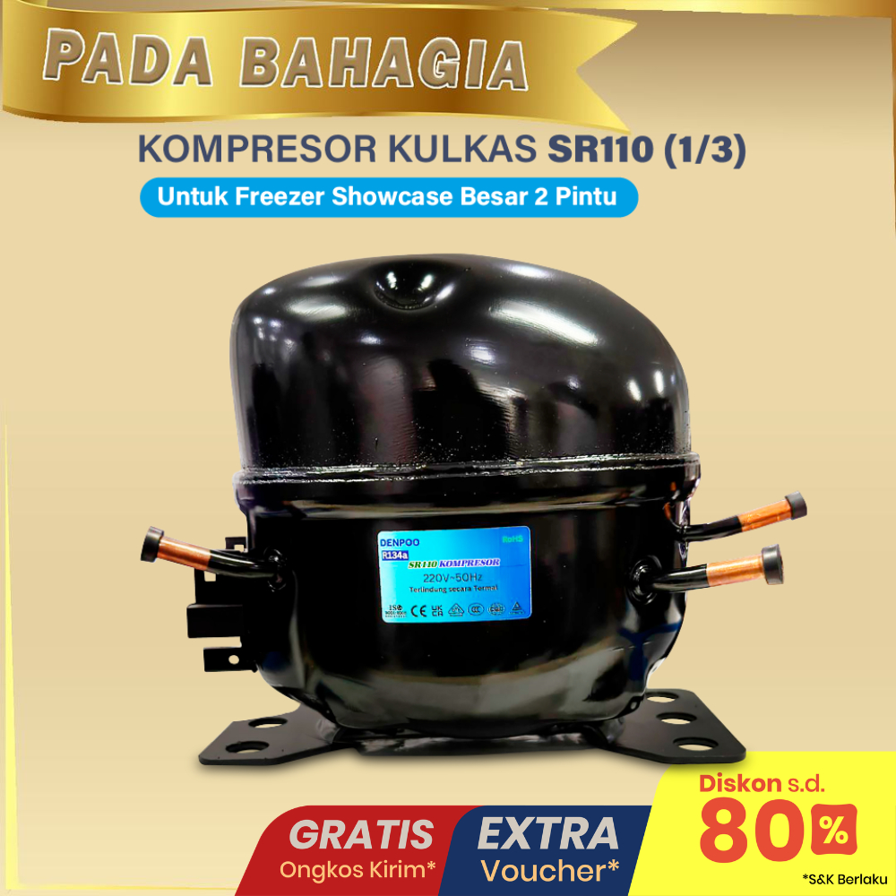 Kompresor Kulkas 1/3 PK & 1/5 1/6 1/4 1/2 PK/HP Denpoo