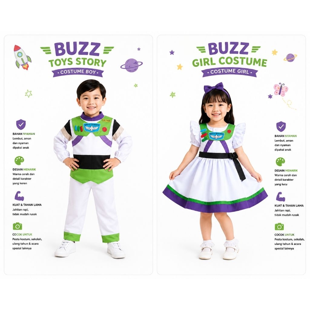 Kostum Buzz lightyear toy story bajuanak Kostumanak