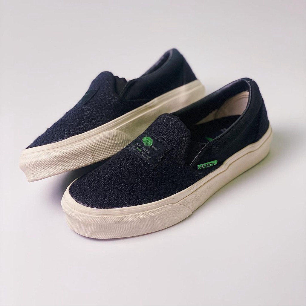 NOBRAND Sepatu NoBrand Slip On Hemp Black White Original Made In Indonesia