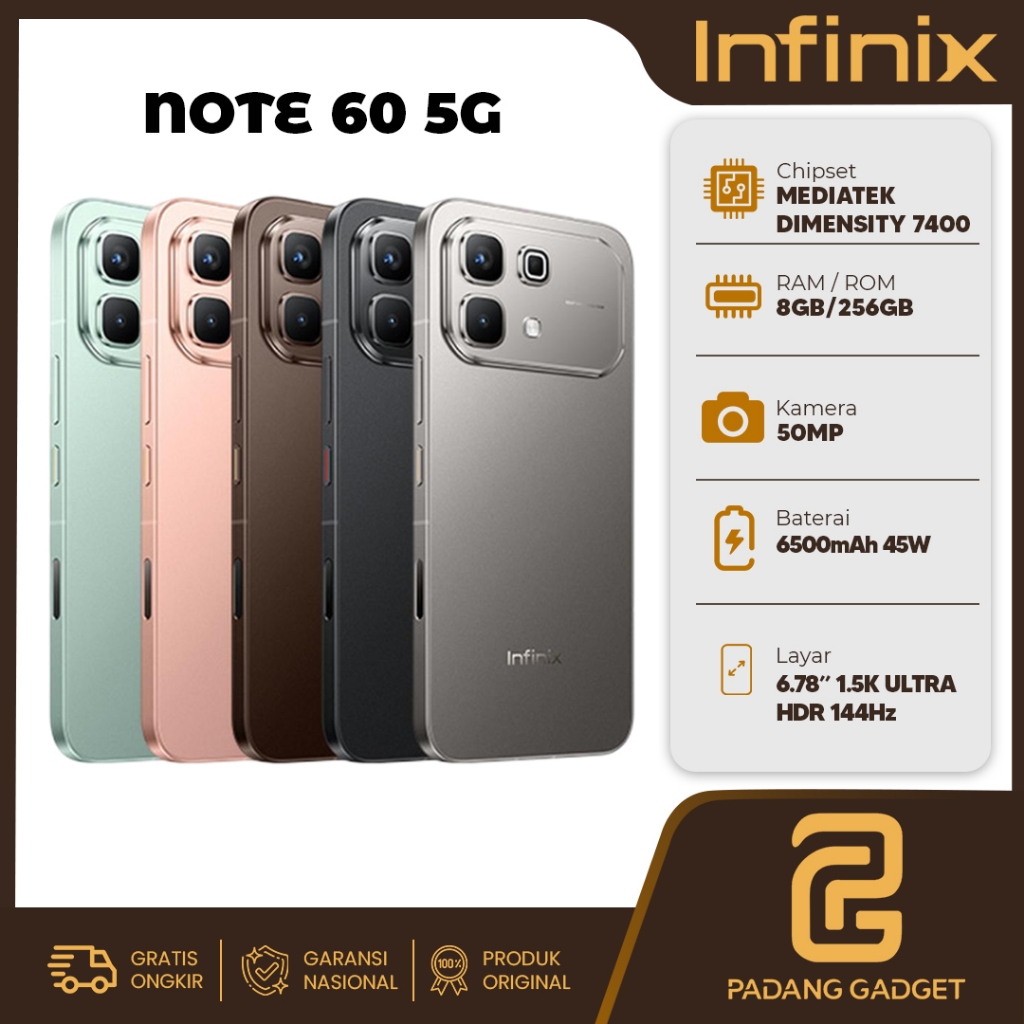Infinix Note 60 8/256GB HP Android Smartphone Baru Garansi Resmi