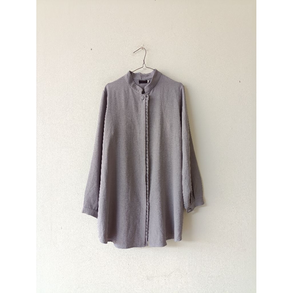 Grey Lilac Blouse Tunik Crinkle Tebal Premium Berat Daily By SENSAVIERA