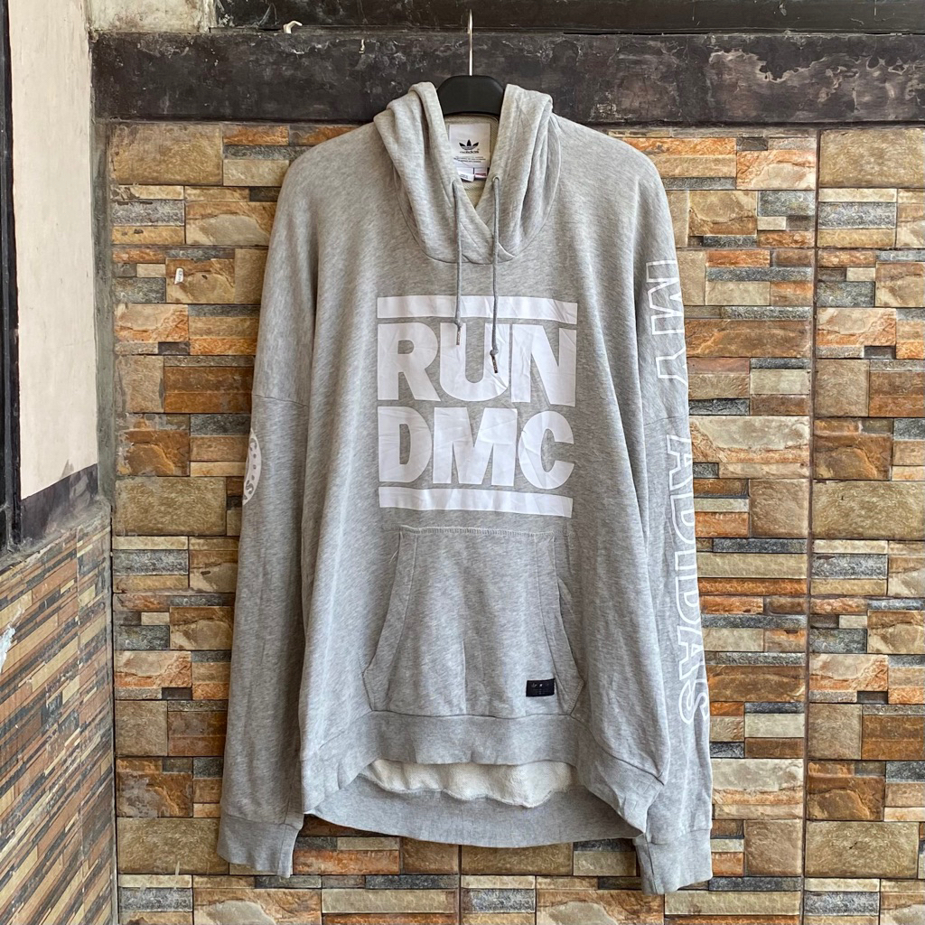 [Termurah] Adidas x RUN DMC Bic Logo Grey Sweatshirt Hoodie Good Condition
