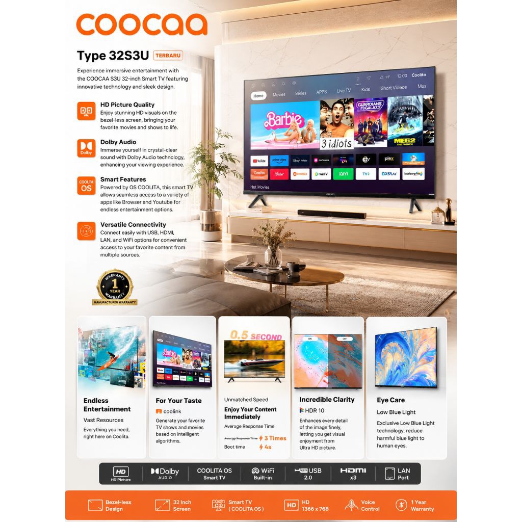 televisi Coocaa 32S3U terbaru