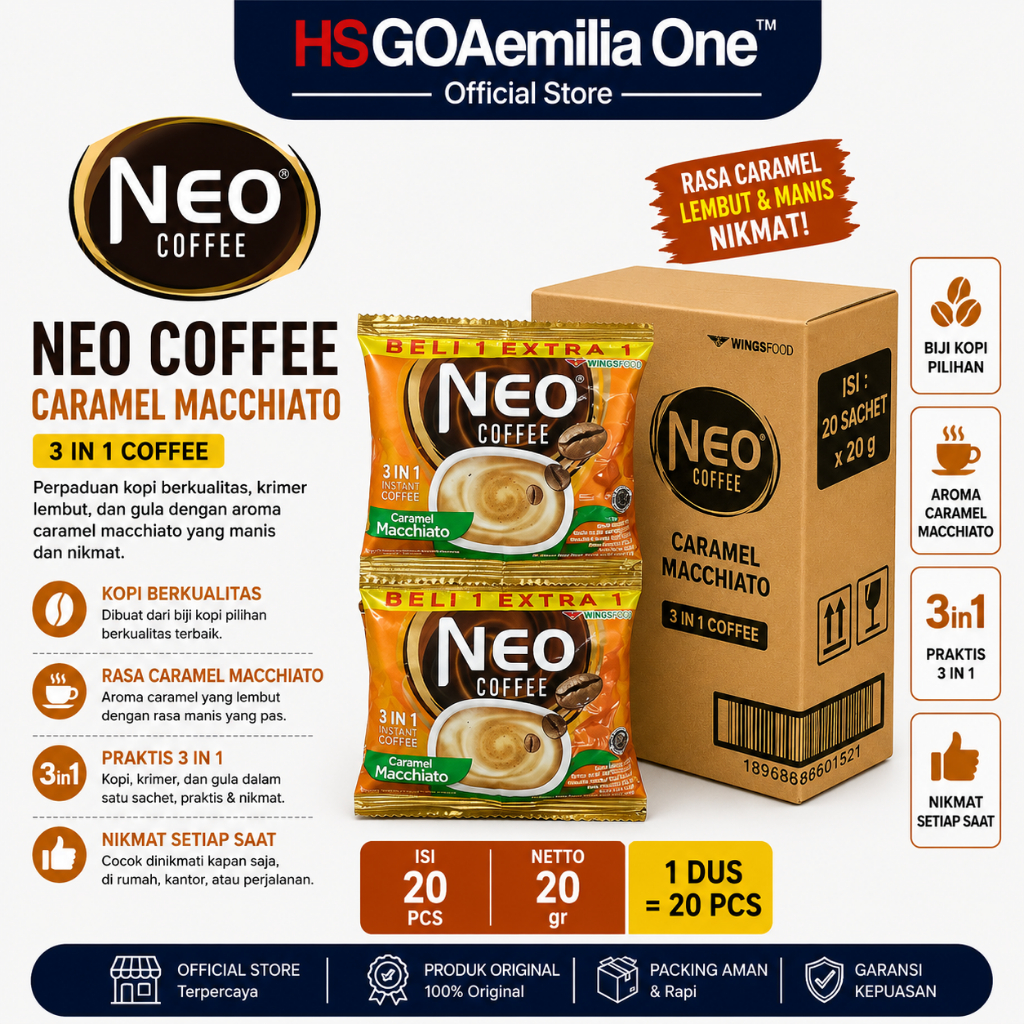 NEO Kopi Macchiato 20 gr - Isi 20 pcs 1 dus