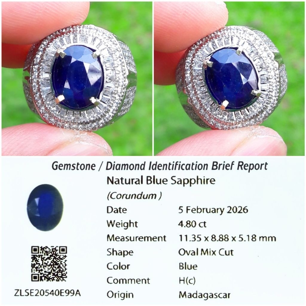 Cincin Batu Natural Blue Sapphire Corundum Madagascar Memo