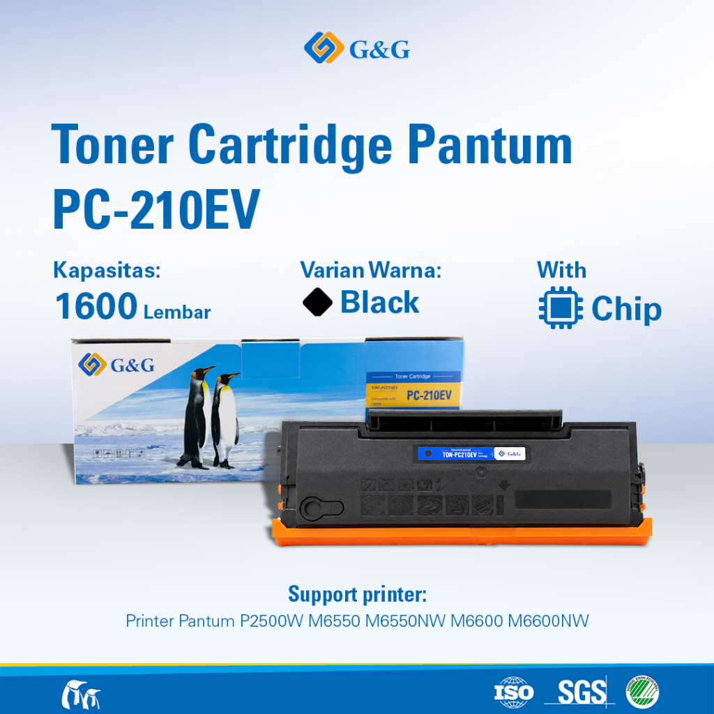 G&G Toner Cartridge Pantum PC-210EV for Printer P2500W M6550 M6550NW M6600 M6600NW