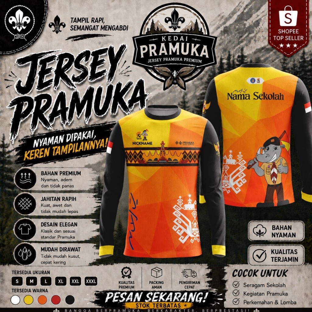 BAJU PRAMUKA OUTDOOR TERBARU FREE DESAIN
