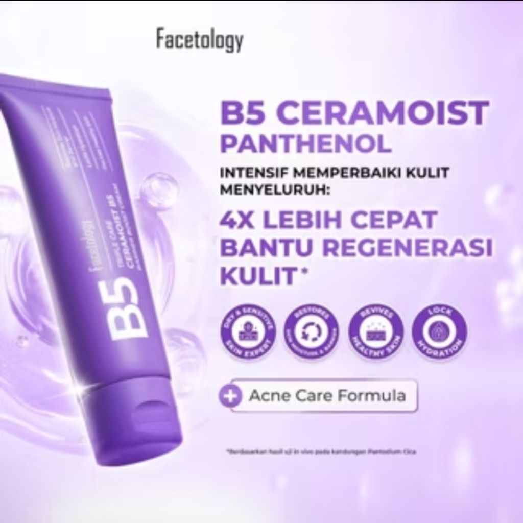 Facetology B5 Ceramoist Panthenol Gel Moisturizer – Acne Care & Skin Barrier Repair [READY MAKASSAR]