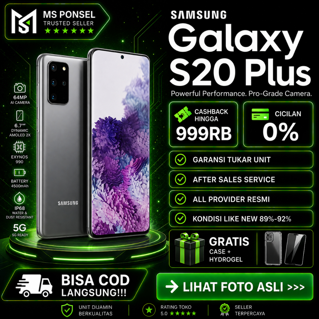 SEIN | Samsung Galaxy S20 Plus S20+ 8/128GB Resmi Second Fullset Original