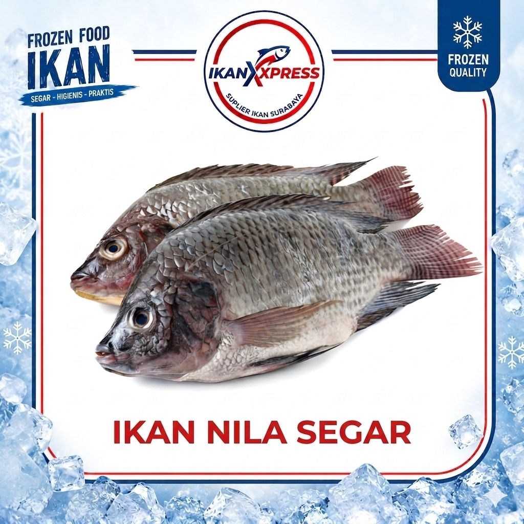 IKAN EXPRESS Ikan Nila Segar Frozen Isi 3-5 Ekor - Nila Merah Segar Utuh Bersih Higienis Surabaya Fr