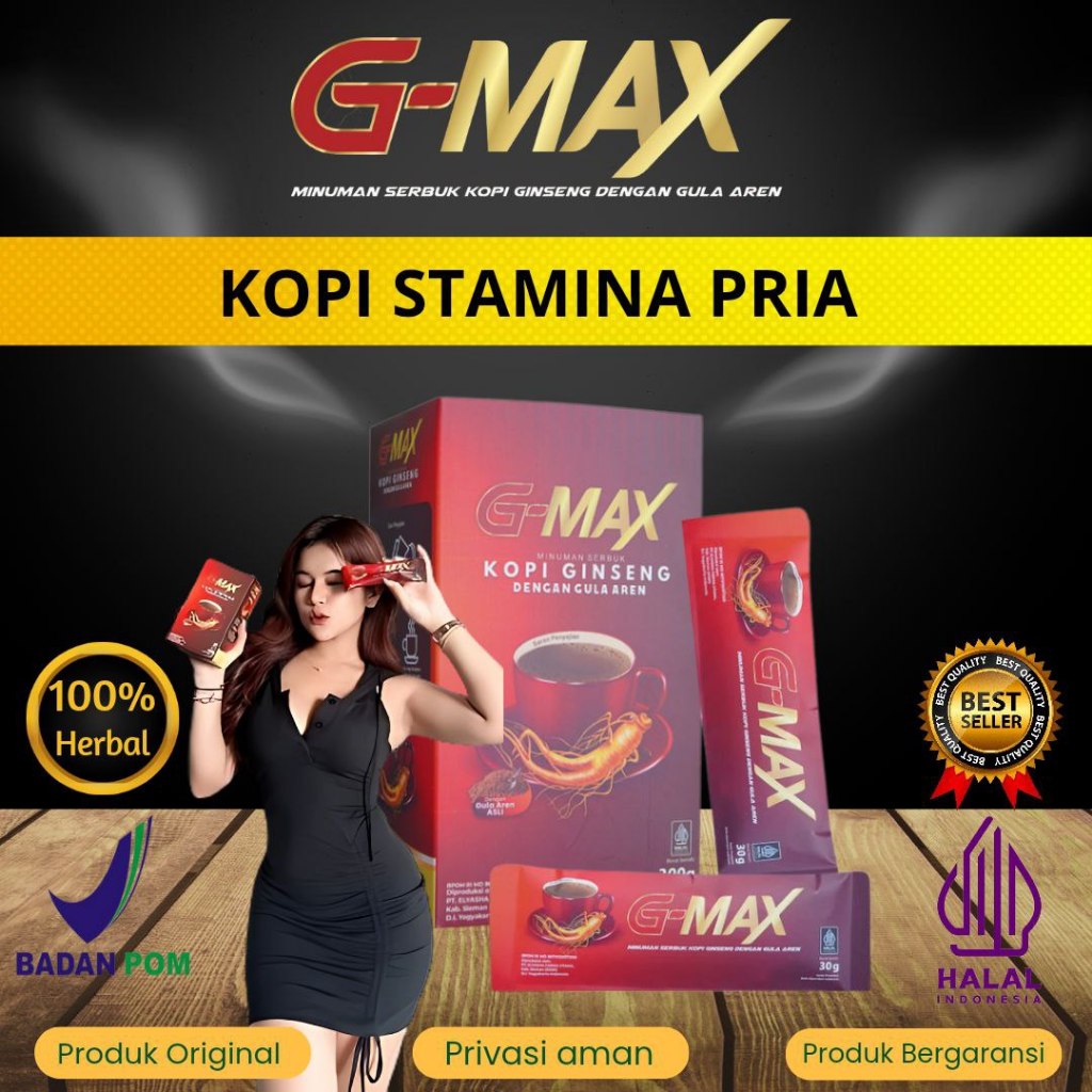Kopi Gmax Original Minuman Stamina Pria Kuat Tahan Lama Bpom Halal 1 Box 10 Sachet