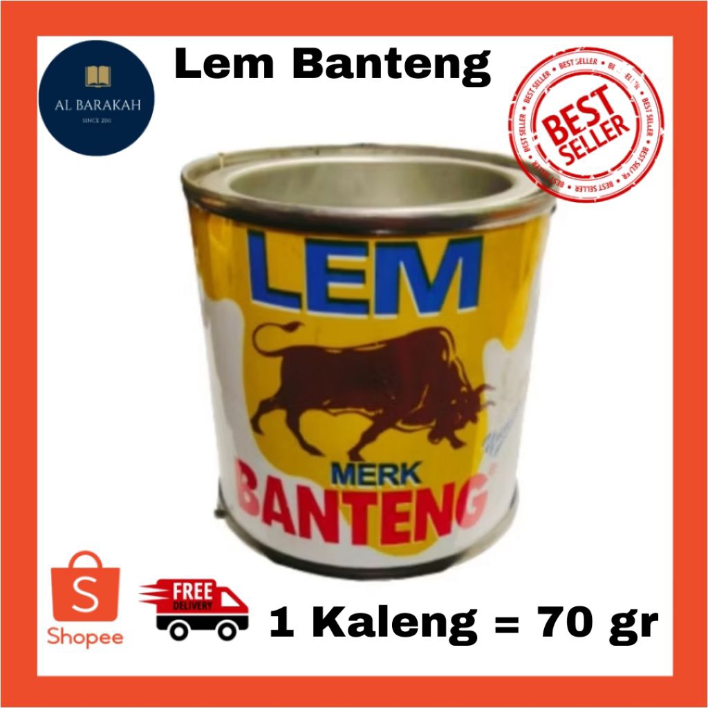 1 Kaleng = 70 gr  Lem Banteng / Lem Vinyl / Lem Kulit / Lem Karpet / Lem Kayu / Lem Karet / Lem Form