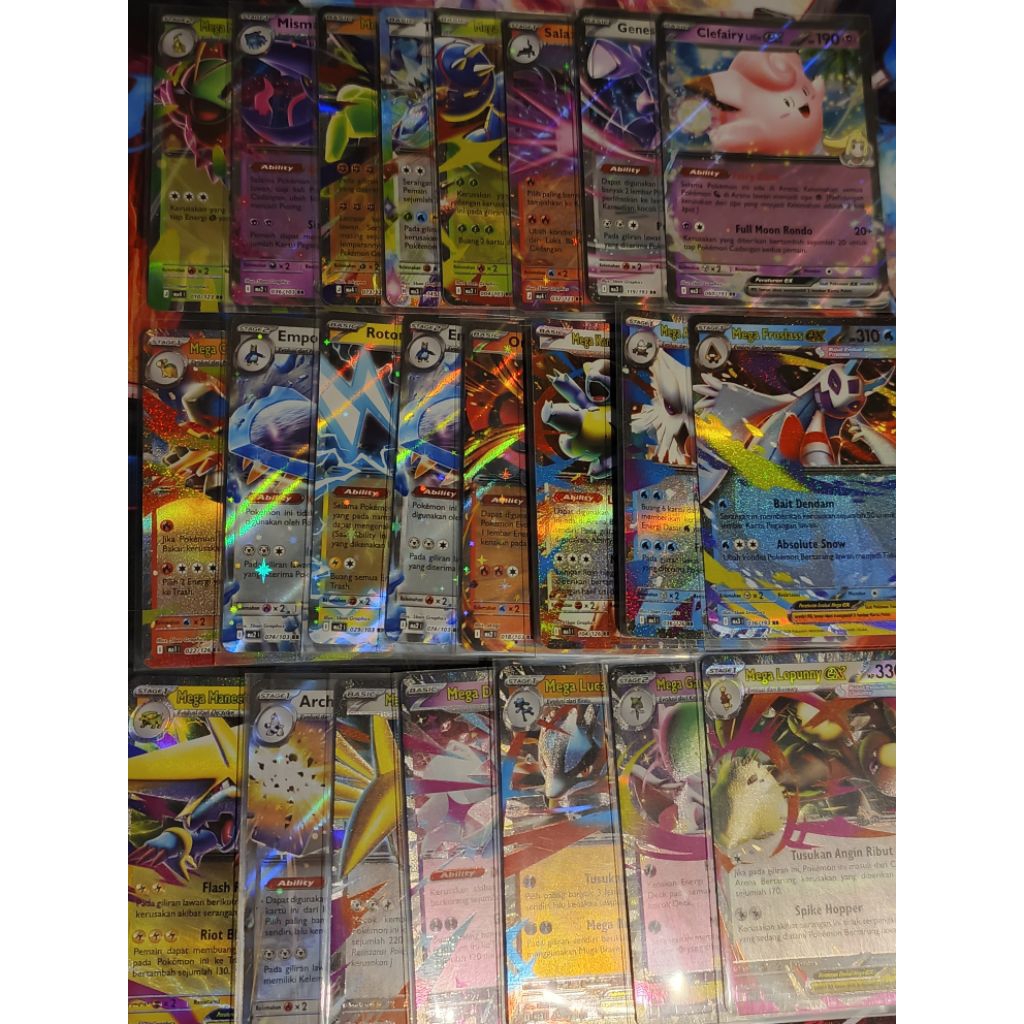 Kartu Pokemon Full BULK HOLO R RR INDONESIA MA1 - MA4 Evolusi Mega Kobaran Biru Ledakan Peniada Impi