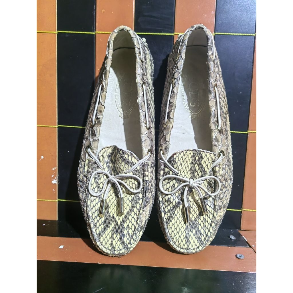 flatshoes Tods mocassin loafers women's snake leather