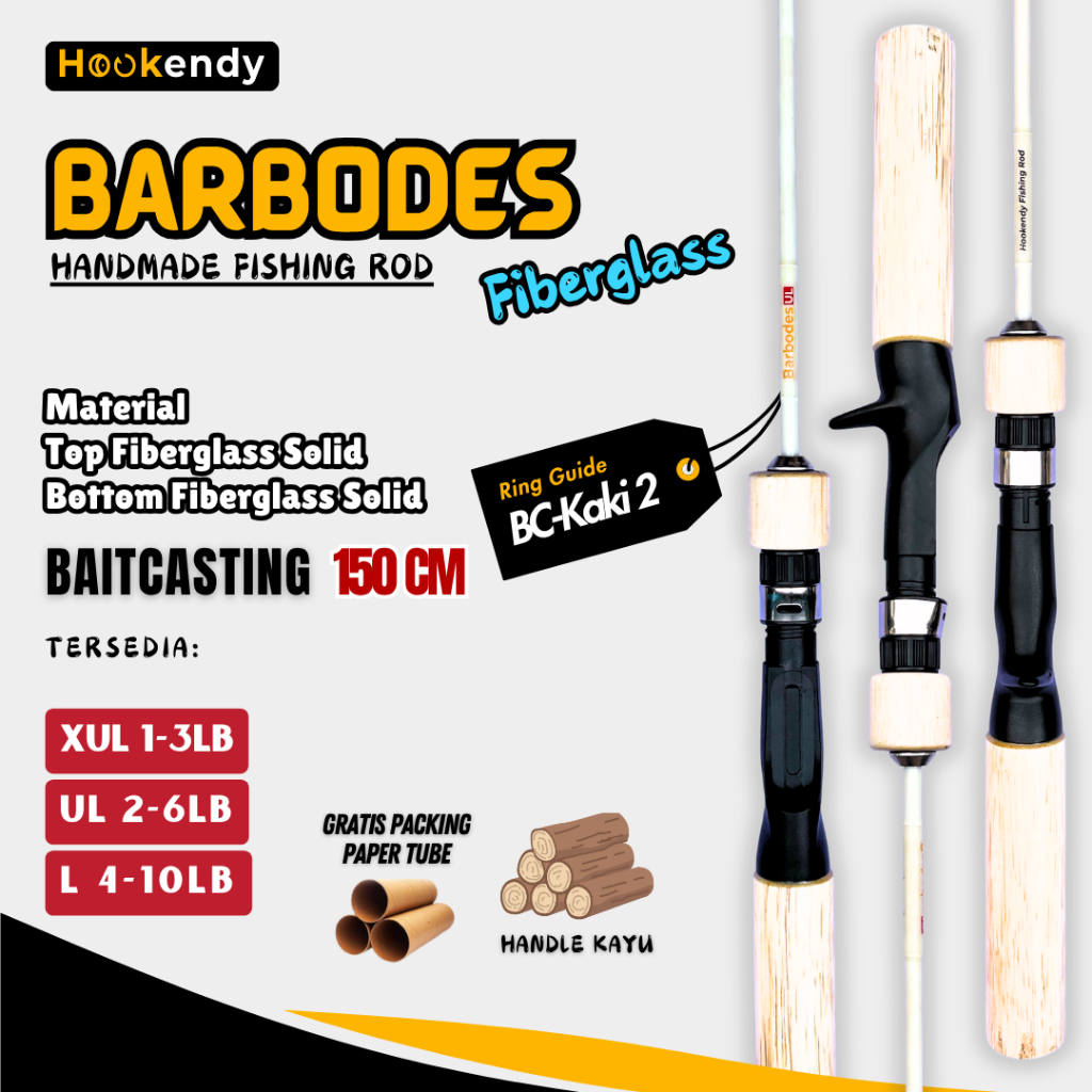 Joran Barbodes Fiberglass Baitcasting Putih