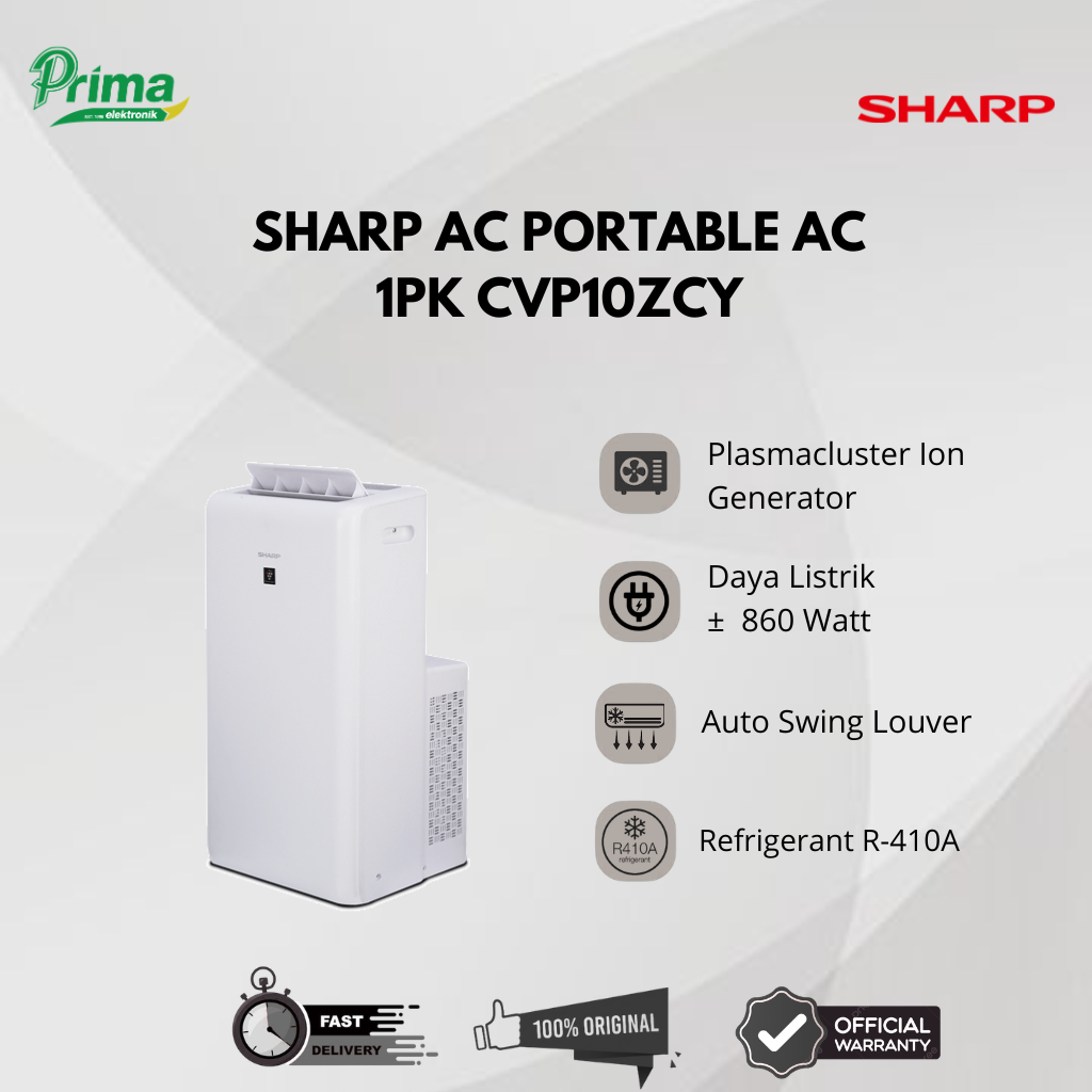 SHARP CVP10ZCY 1PK AC PORTABLE GARANSI NEW
