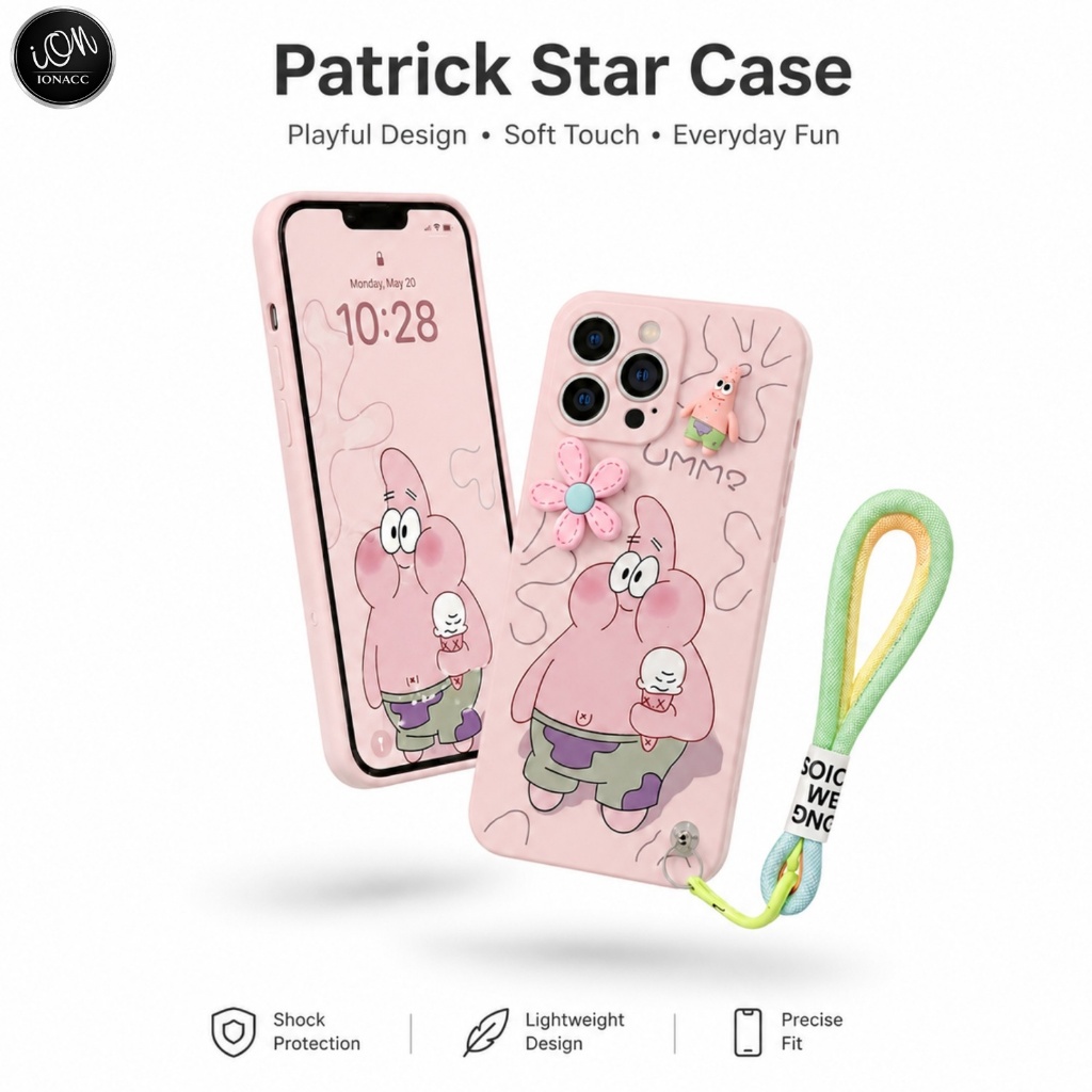 Case 3D Karakter Spongebob - Patrick For Iphone X Xs Max Xr 13 11 12 Pro Max Mini Softcase