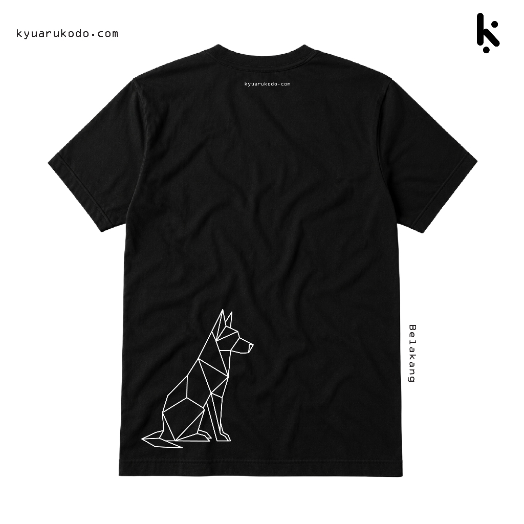 Kyuarukodo T-Shirt Warna Hitam dan Putih Pria Wanita QR Code Dog Lower Three Identitas Digital dan K