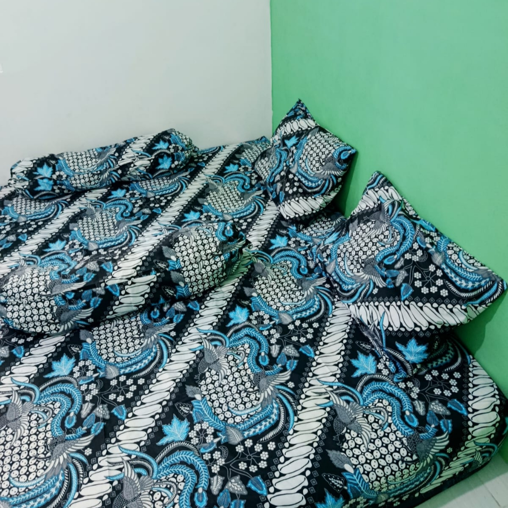 Sprei set sarban sarling - seprei motif batik bahan microtex adem lembut tidak luntur