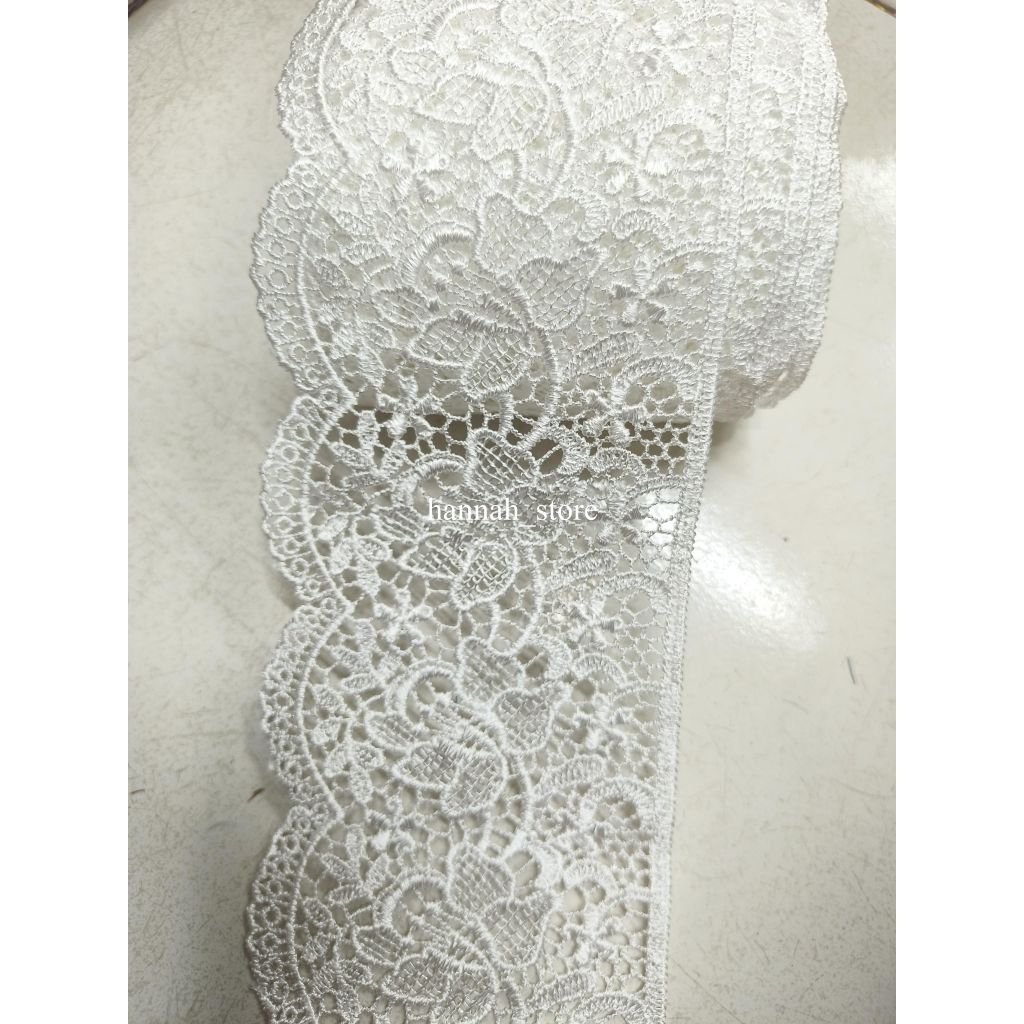 RENDA BORDIR LEBAR 10 CM/RENDA PINGGIRAN MUKENA/BISA BUAT PINGGIRAN BAJU APA SAJA