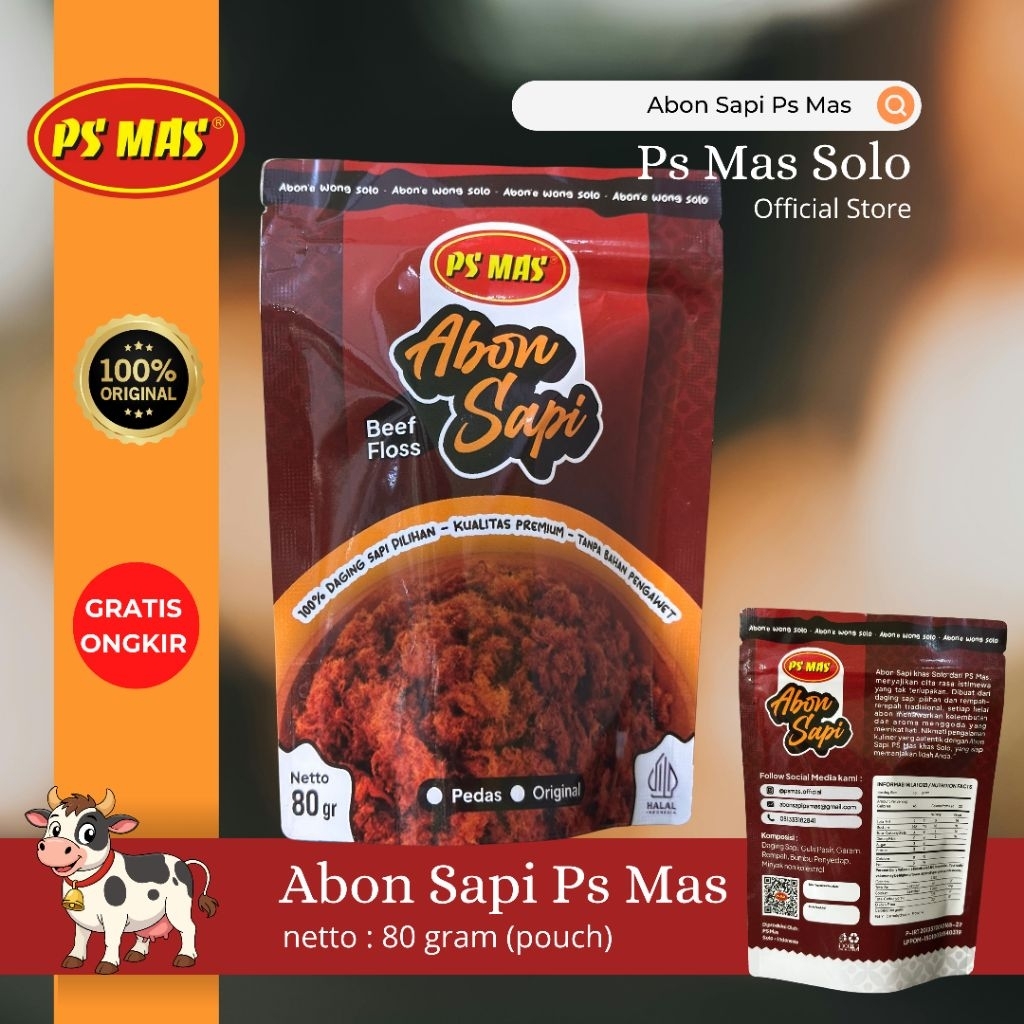 Abon Sapi Ps Mas Original (Pouch) 80gram