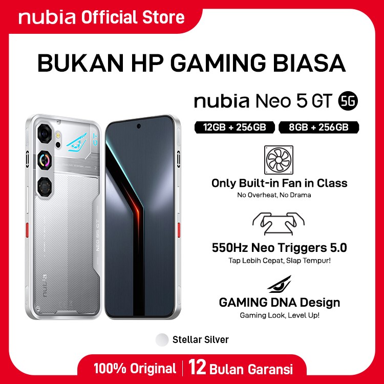 nubia Neo 5 GT 5G RAM 20 GB (8 + 12 GB) ROM 256 GB Baterai 6210mAh Super Fast Charging 80W