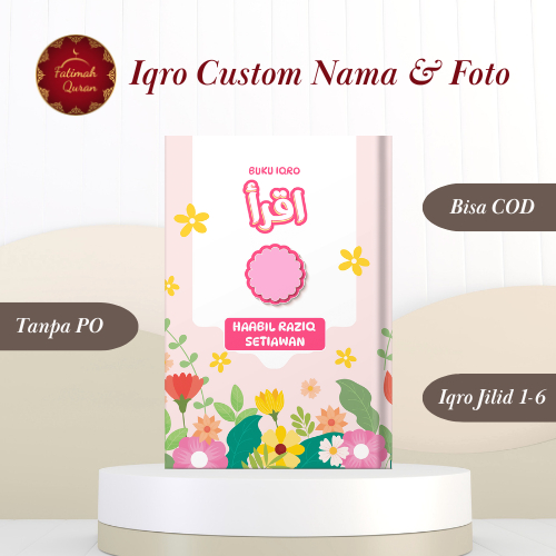 Iqro Free Custom Nama dan Foto Anak Jilid Iqro 1-6 Berwarna Hardcover Softcover - Fatimah Quran