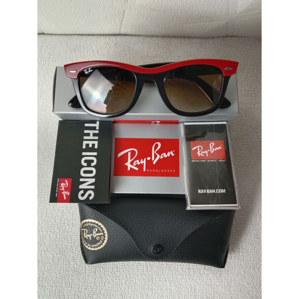Kacamata Rayban Wayfarer Street Neat RB2240 955/51 Red On Black Lens Gradient Brown Original