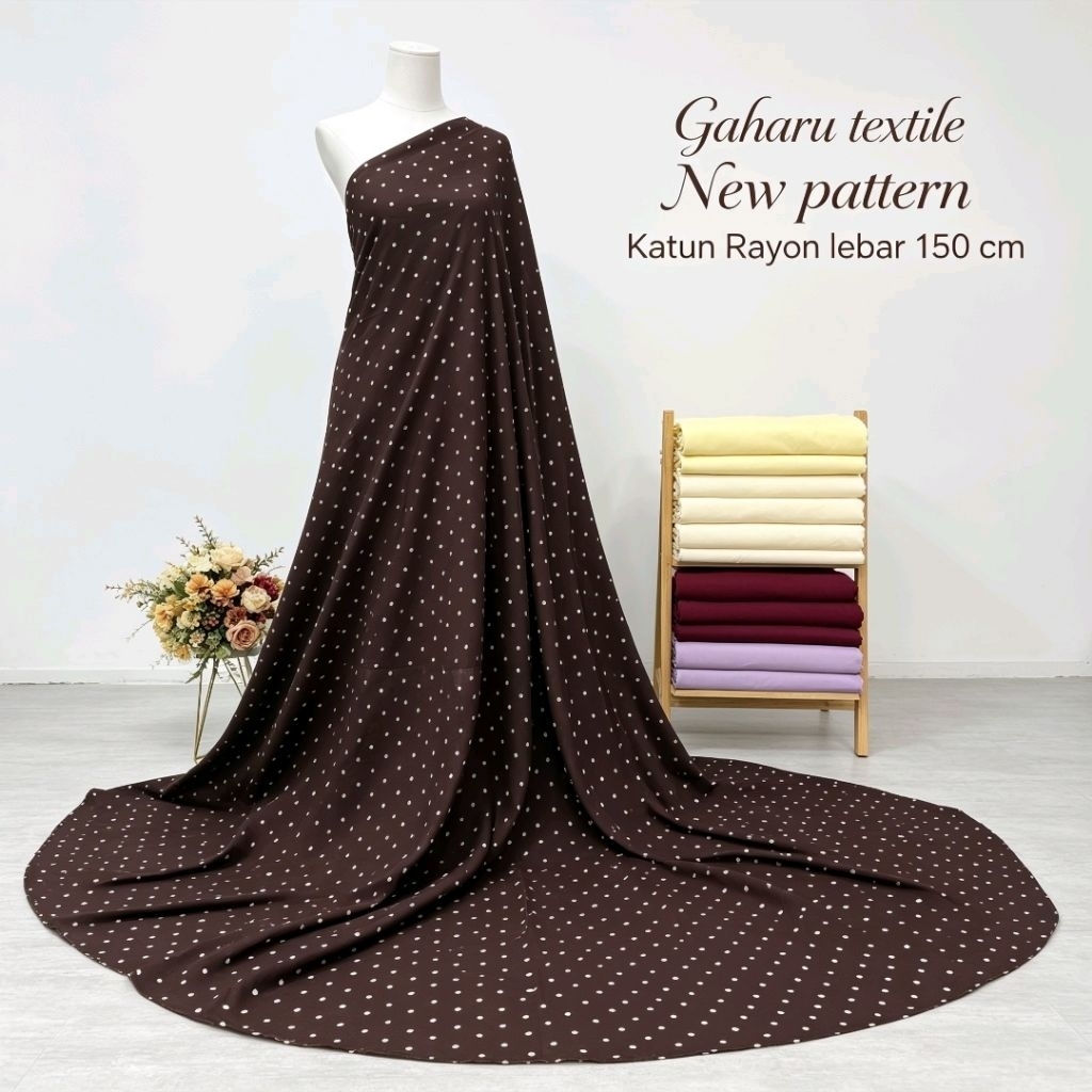 bahan katun rayon viscose - rayon viscose motif polkadot - rayon meteran (CTK)
