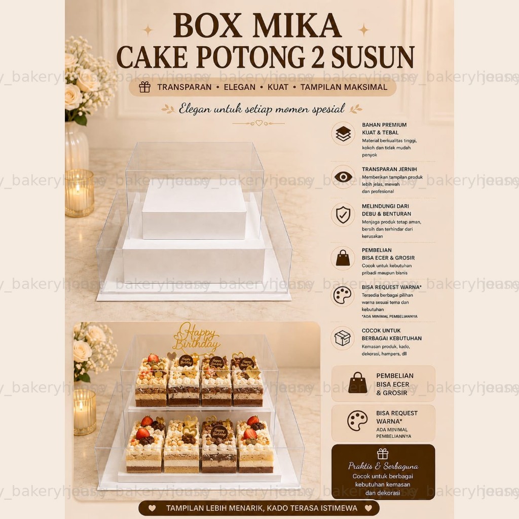 NEW // BOX MIKA CAKE POTONG 2 SUSUN