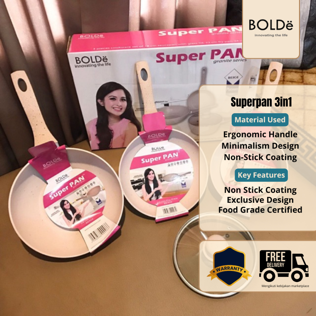 PANCI BOLDE - PANCI MASAK SET 3IN1  - PANCI CERAMIC SET 3IN1 - PANCI SUPERPAN 3+1 - BOLDE