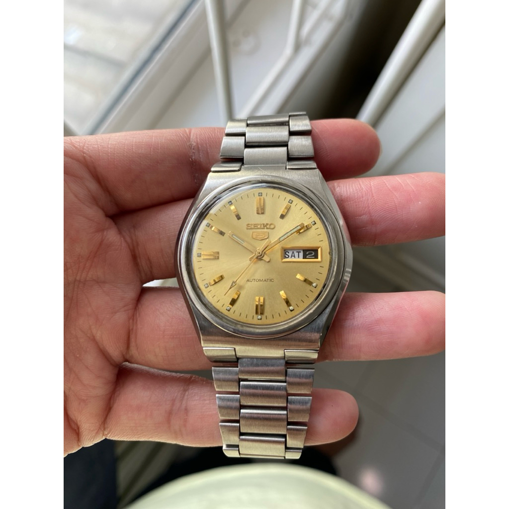 Seiko 5 Gold Dial Calibre 6119 automatic movement Legendaris 17 jewels Ref 6119-8500 full original d