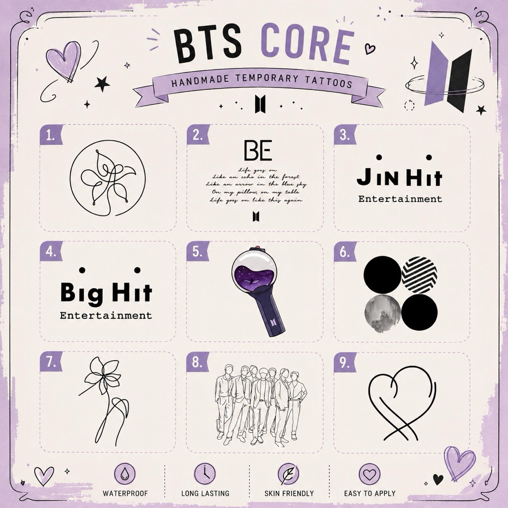 ST10 - BTS FLOWER STICKY TATTOO TEMPORARY TATO TEMPORER BANGTAN
