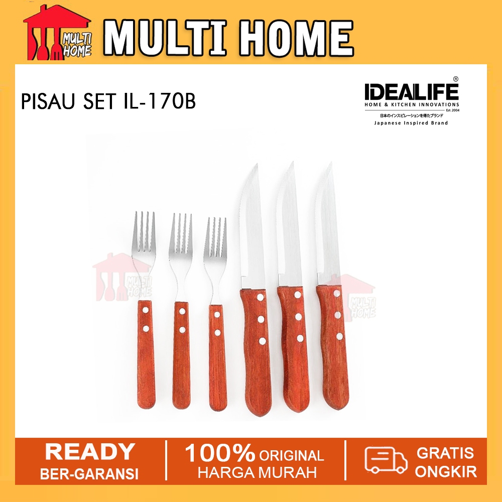 Idealife Pisau Set / Knife Set - Perlengkapan Pisau Dapur Idealife IL-170B